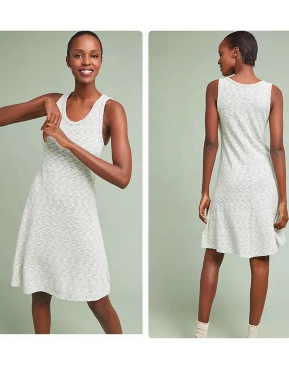 Sol Angeles X Anthropologie Heathered Stretchy Tank Dress L Pool Beach Coastal